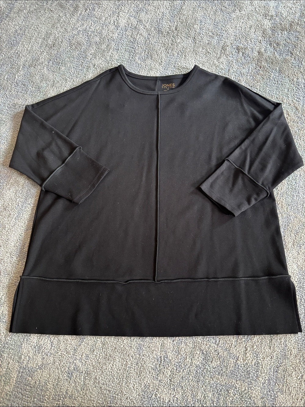 Jones New York Black Long Sleeve Dolman Crewneck Top